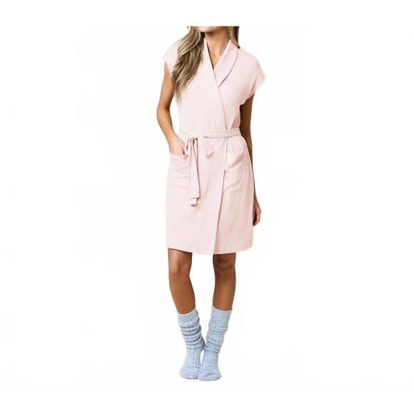 NEW SOFTIES rib dream 35" cap sleeve robe in apricot - Picture 1 of 3